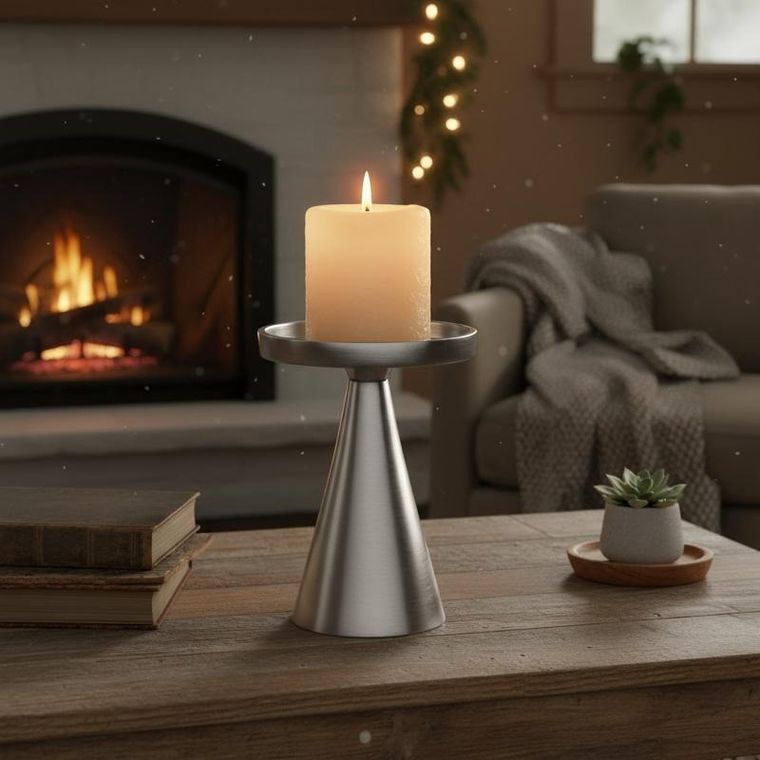 Home Styling Collection, świecznik dekoracyjny, srebrny, 13 cm