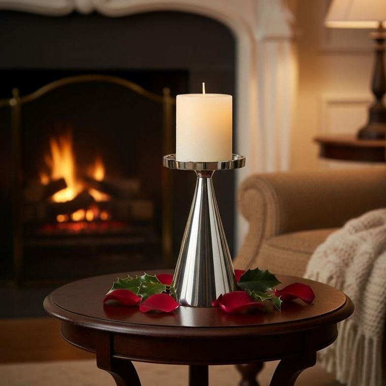 Home Styling Collection, świecznik dekoracyjny, srebrny, 17 cm