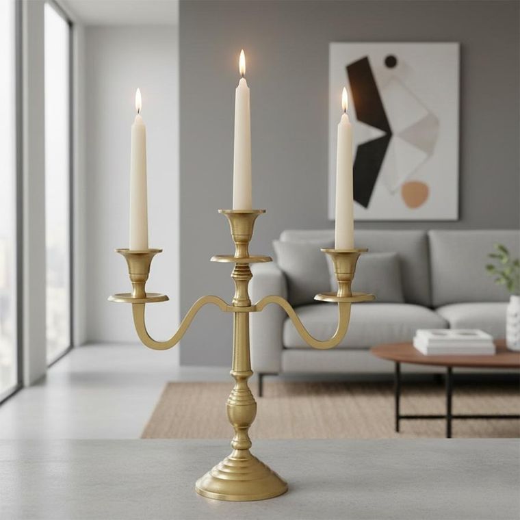 Home Styling Collection, świecznik kandelabr, 3-ramienny, złoty, 30 cm