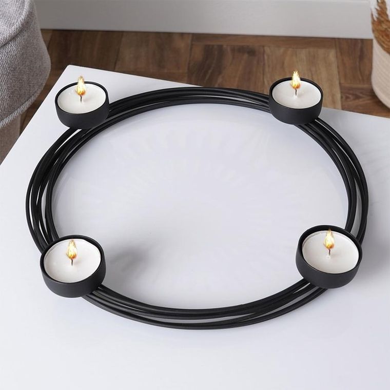 Home Styling Collection, świecznik metalowy czarny, na 4 świeczki, 28-3.5 cm