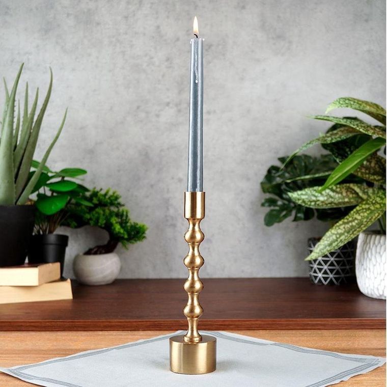 Home Styling Collection, świecznik na długą świeczkę, aluminiowy złoty, 23.5 cm