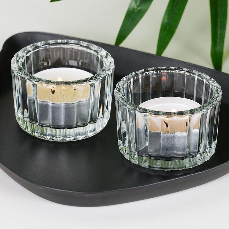 Home Styling Collection, świecznik szklany, na tealight, 5,7 cm, 2 szt.