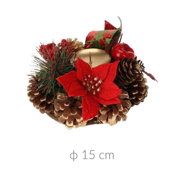 Home Styling Collection, świecznik z szyszek, świąteczna dekoracja, 15 cm