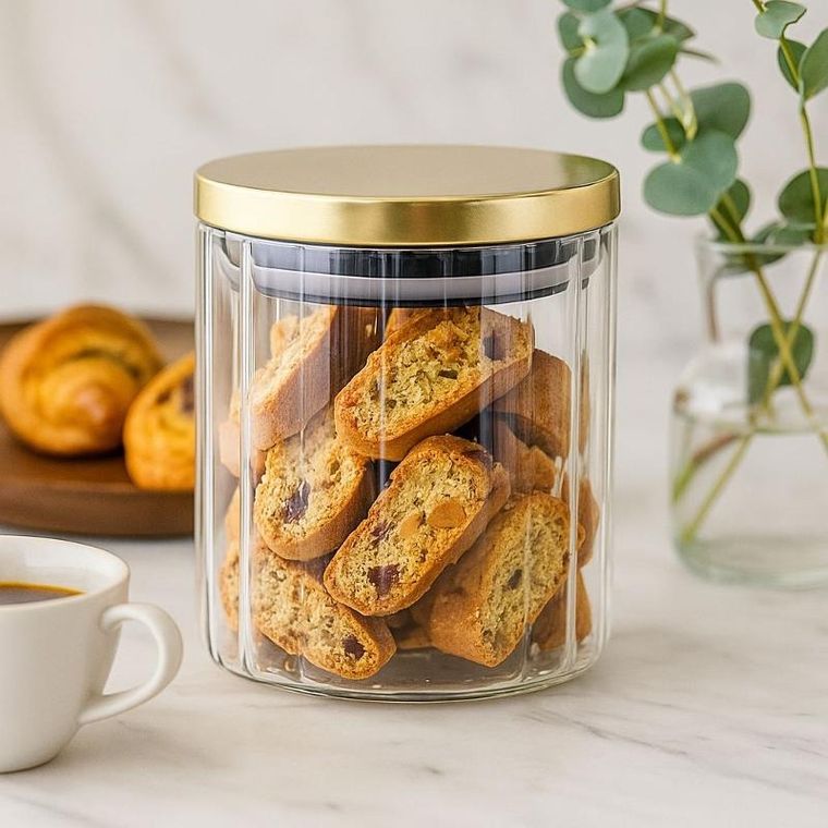 Home Styling Collection, szklany słoik ze złotą pokrywką