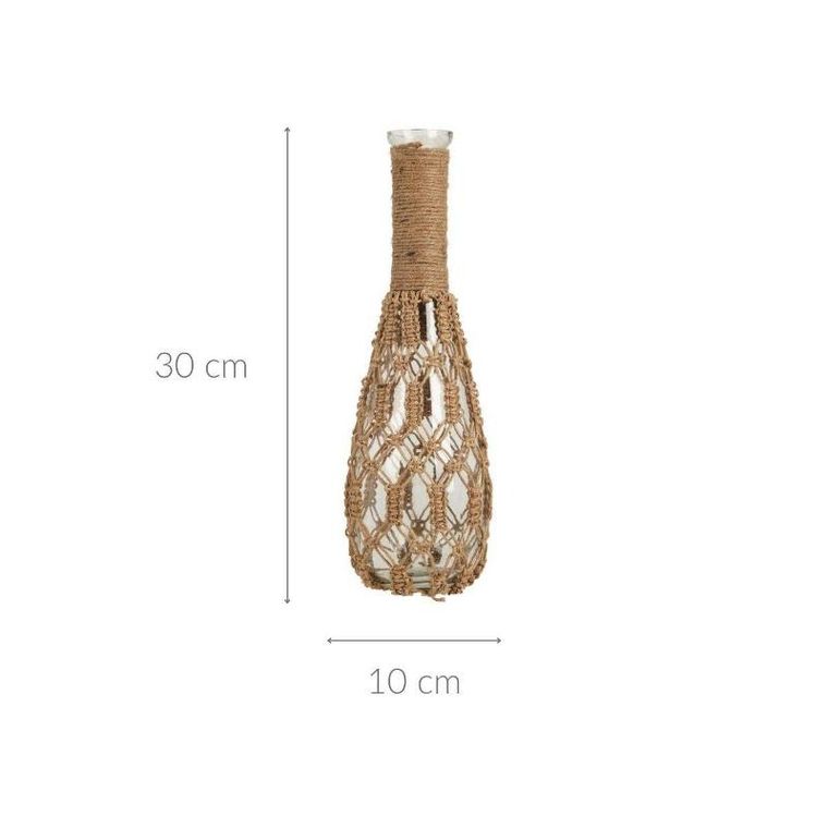 Home Styling Collection, szklany wazon, pleciony sznurek, 30 cm