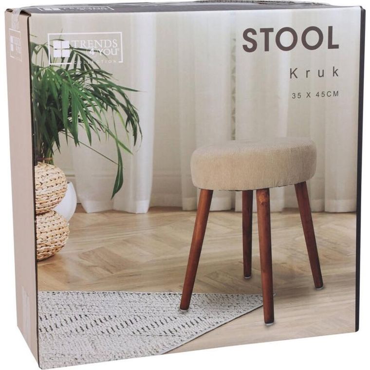 Home Styling Collection, taboret z miękkim siedziskiem ze sztruksu, średnica 35-45 cm