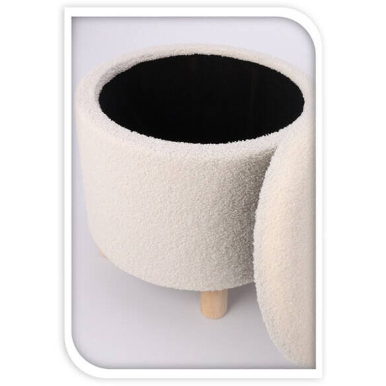 Home Styling Collection, Teddy, pufa okrągła tapicerowana ze schowkiem, 40-37 cm