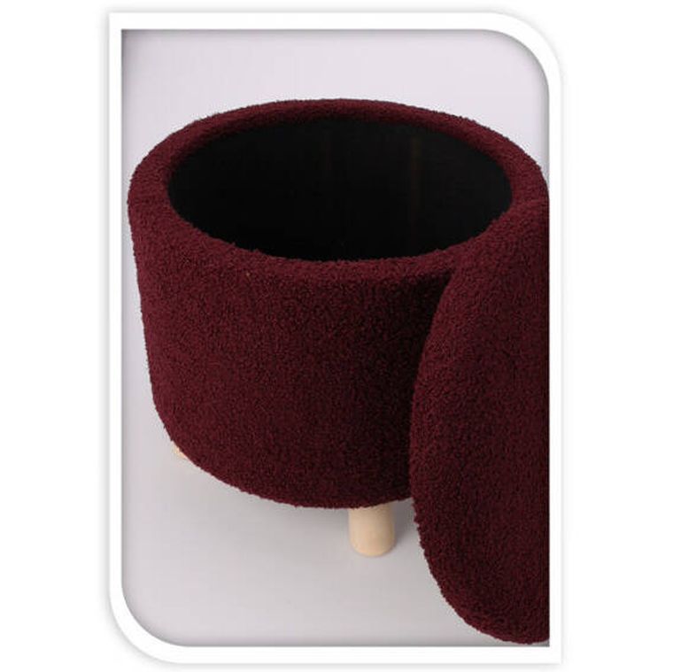 Home Styling Collection, Teddy, pufa okrągła tapicerowana ze schowkiem, 40-37 cm