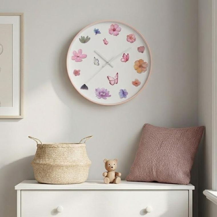 Home Styling Collection, zegar ścienny, kwiatowy, 30 cm