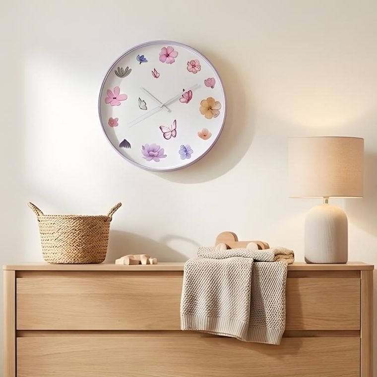 Home Styling Collection, zegar ścienny, kwiaty, 30 cm