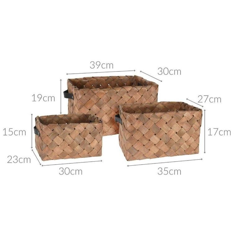 Home Styling Collection, zestaw lecionych koszy, 3 szt.