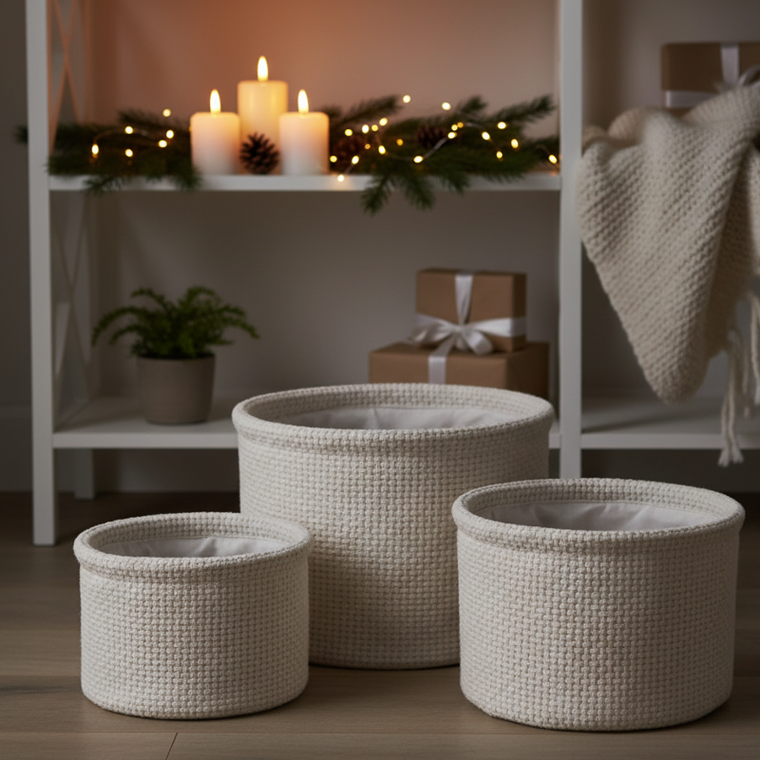 Home Styling Collection, zestaw okrągłych koszy do przechowywania, 3 szt.