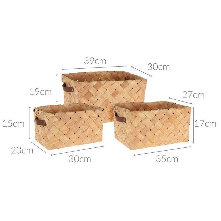 Home Styling Collection, zestaw plecionych koszy, 3 szt.