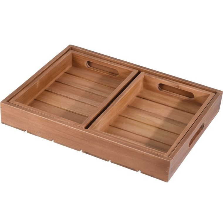 Home Styling Collection, zestaw tac dekoracyjnych, Teak, 3 elementy