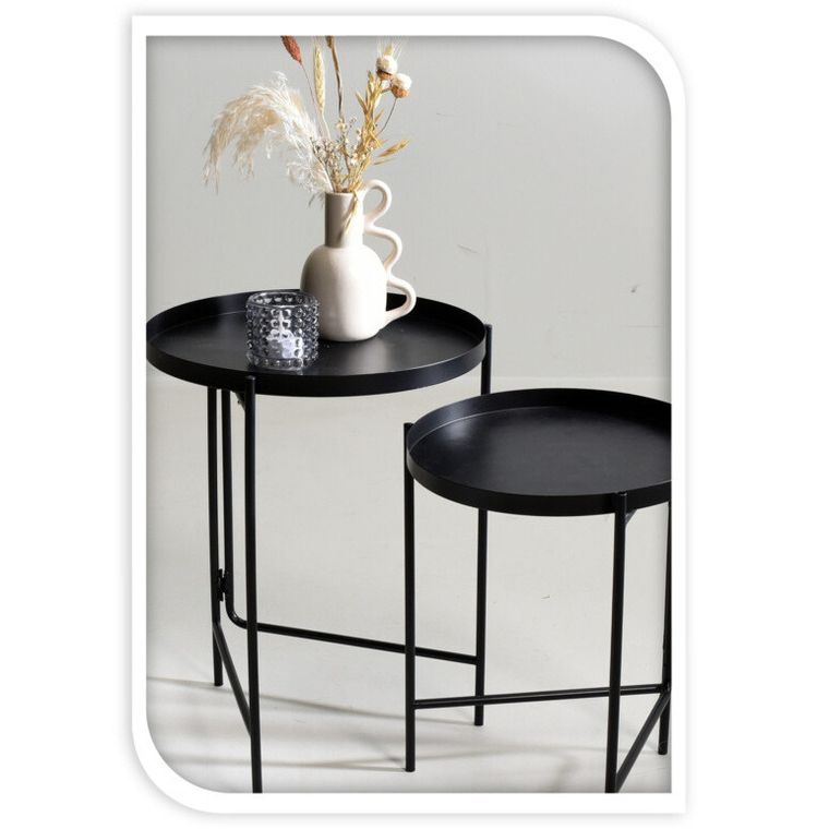 Home Styling Collection, Zestaw, zestaw dwóch stolików pomocniczych z metalu, średnica 31cm, średnica 36 cm