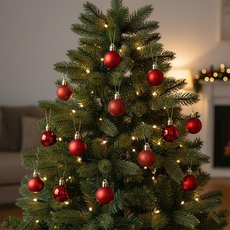 Home Styling Decoration, bombki choinkowe, nietłukące, czerwone, 3 cm, 24 szt.