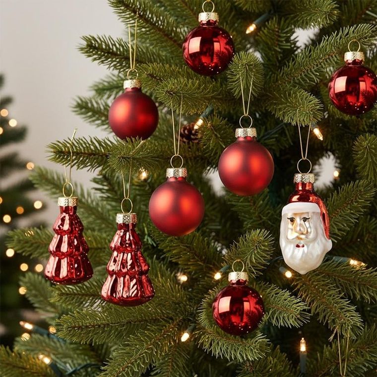 Home Styling Decoration, bombki choinkowe, nietłukące, czerwone, 3/5 cm, 9 szt.