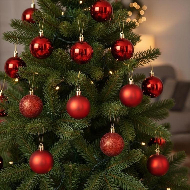 Home Styling Decoration, bombki choinkowe, nietłukące, czerwone, 5 cm, 16 szt.