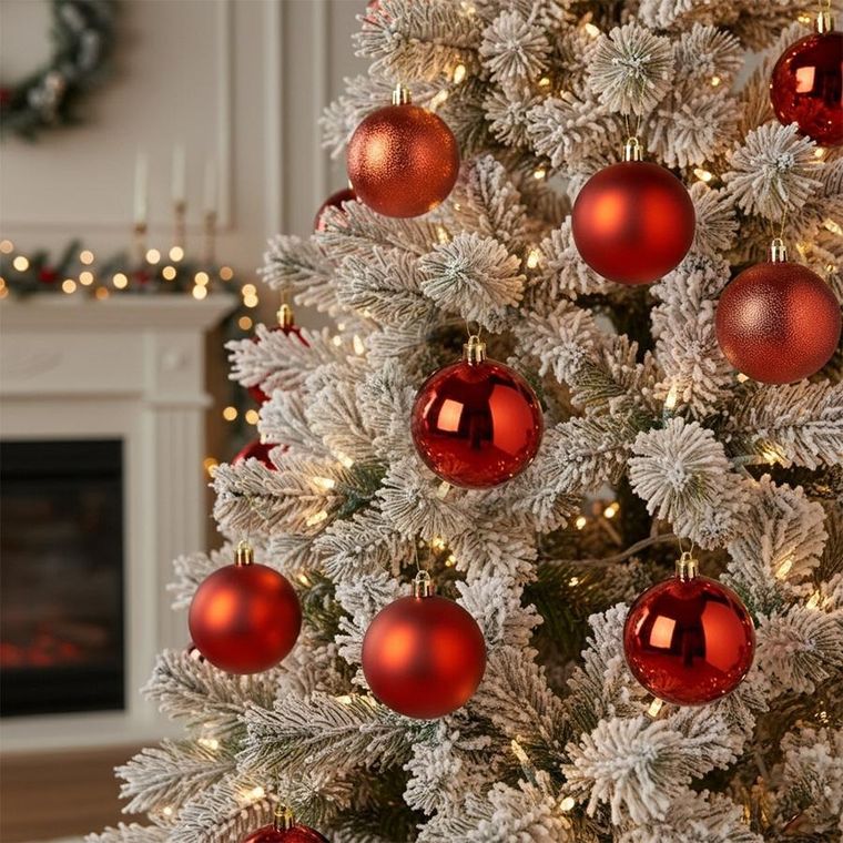 Home Styling Decoration, bombki choinkowe, nietłukące, czerwone, 7 cm, 6 szt.