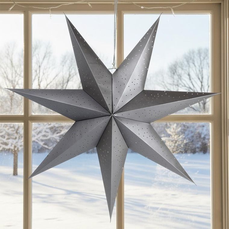Home Styling Decoration, gwiazda dekoracyjna, papierowa, ażurowa, szara, 75 cm
