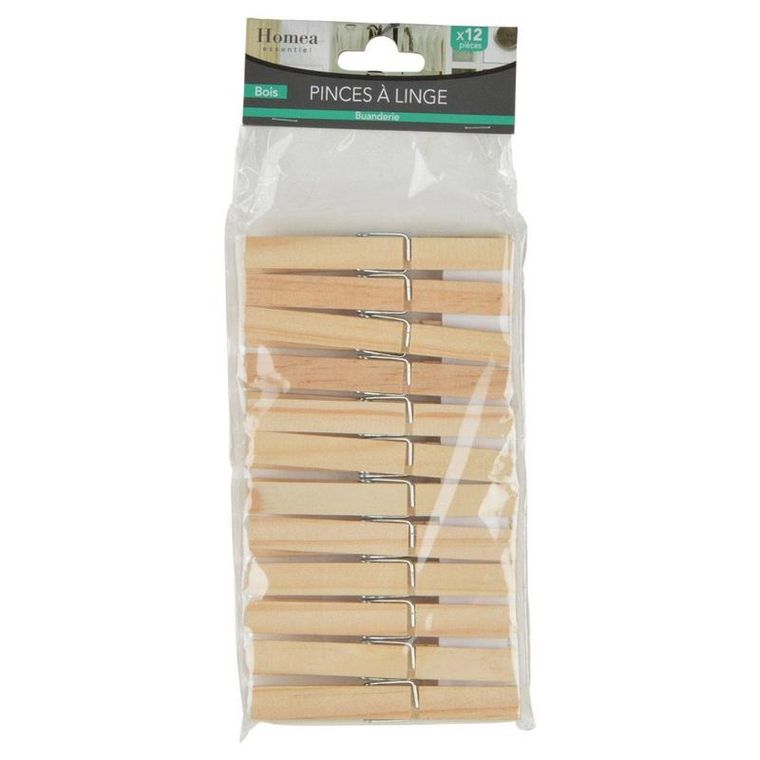 Homea, klamerki z naturalnego drewna, 12 szt.