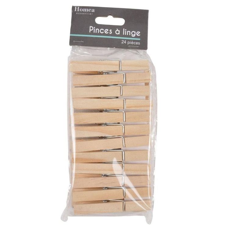 Homea, klamerki z naturalnego drewna, 24 szt.