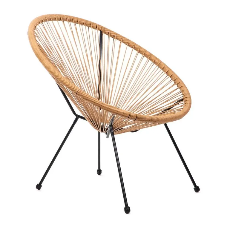 Homla, Acapulco Fiesta, fotel z okrągłej linki technorattan naturalny, 71-71-80 cm