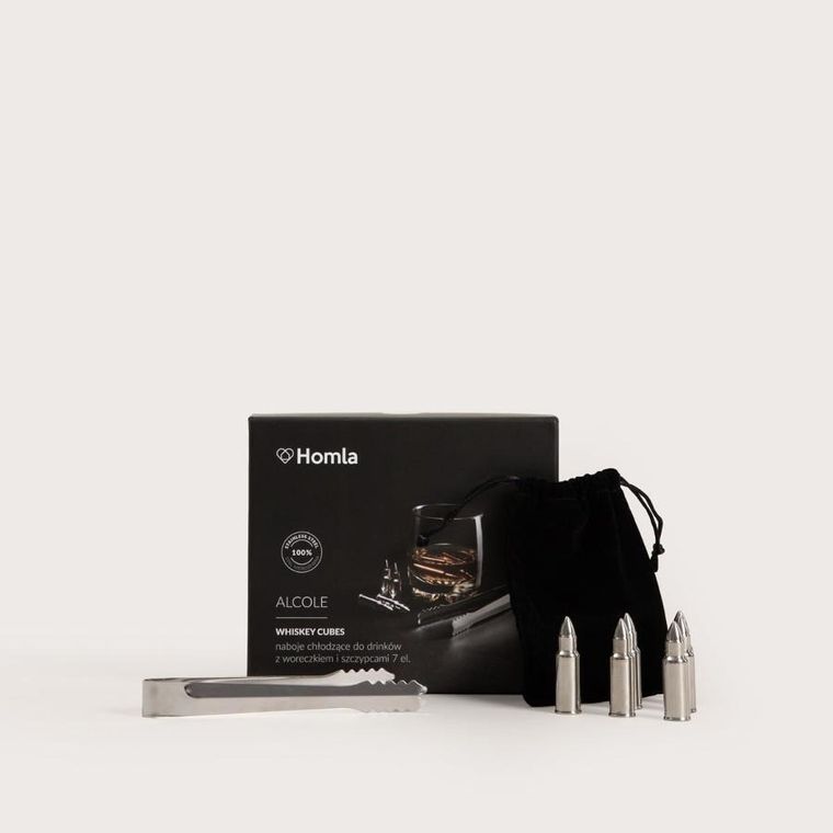 Homla, Alcole, naboje chłodzące do drinków, z woreczkiem i szczypcami, 7 elementów