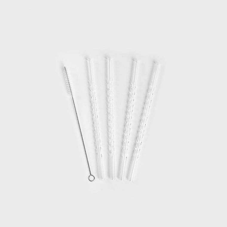 Homla, Alcole, zestaw słomek, szklanych z czyścikiem, 5 szt.