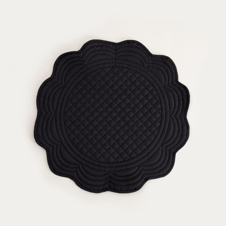 Homla, Alven, maty stołowe, czarne okrągłe z pikowaniem, 38 cm, 2 szt.