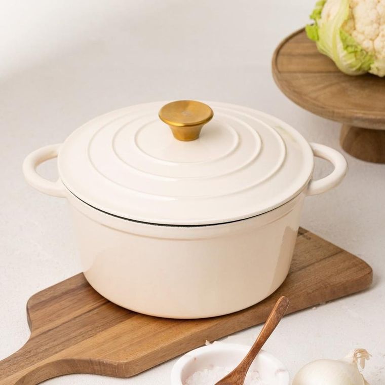 Homla, Andreas, garnek żeliwny, beżowy tradycyjny, 24 cm, 4l