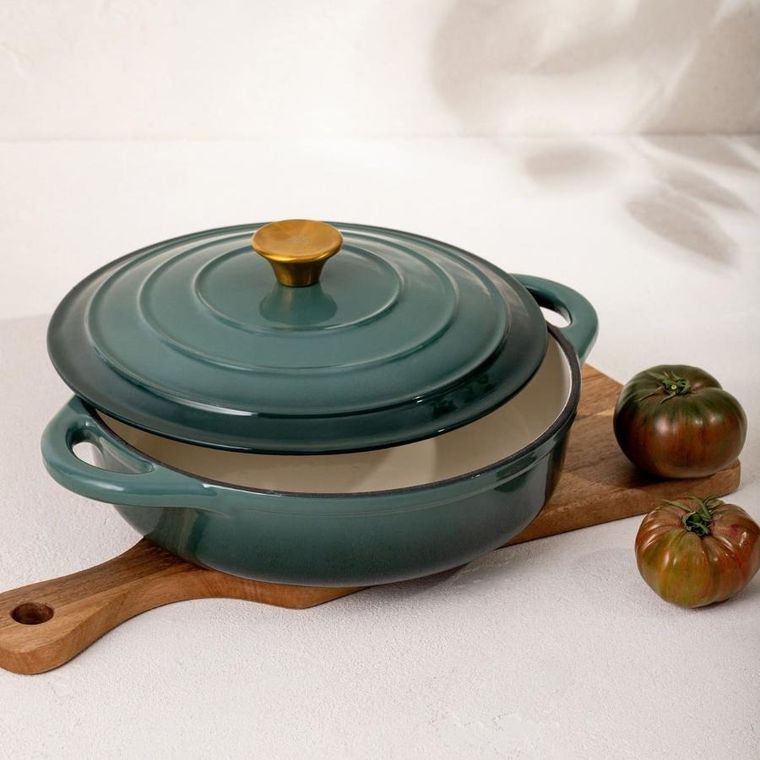 Homla, Andreas, garnek żeliwny, zielony płaski ombre, 28 cm, 2,5l