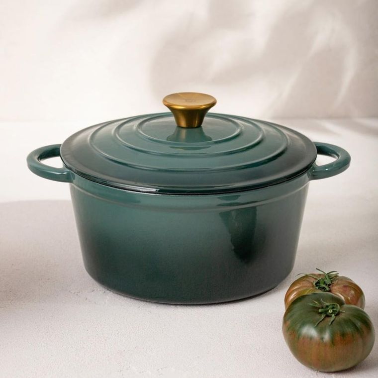 Homla, Andreas, garnek żeliwny, zielony tradycyjny ombre, 24 cm, 4l