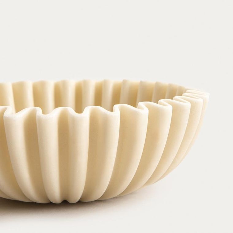 Homla, Aurea, misa dekoracyjna, o promienistym wzorze ecru, 20-20-6,5 cm