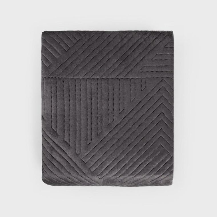 Homla, Aurum, narzuta welwetowa z pikowaniem, czarna, 220-240 cm, 745737