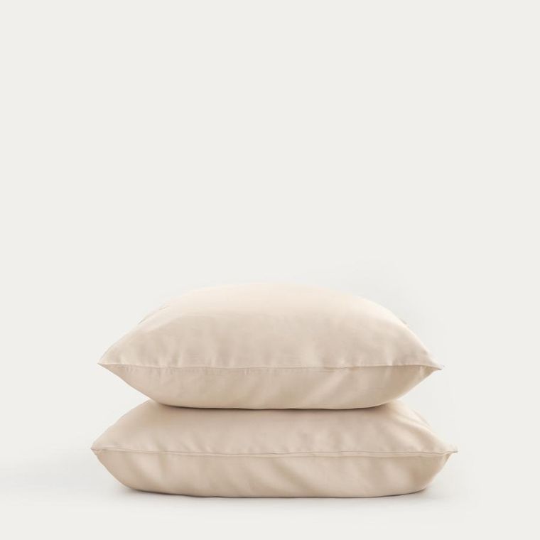 Homla, Bamsa, zestaw dwóch poszewek, z satyny bambusowej, beżowe, 50-60 cm