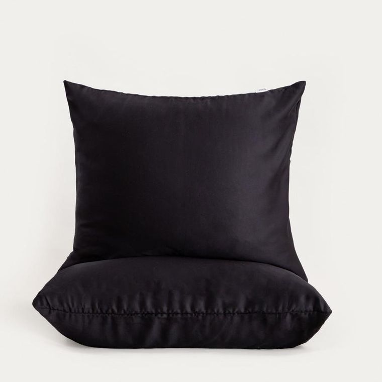 Homla, Bamsa, zestaw dwóch poszewek, z satyny bambusowej, czarny, 70-80 cm