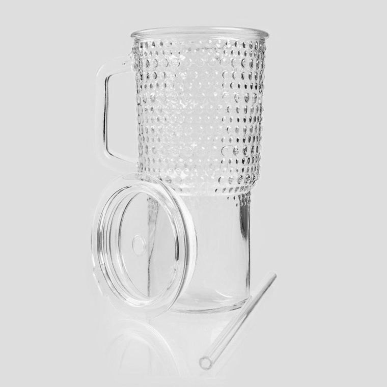 Homla, Bere, szklanka w kropki ze szklaną słomką, 1l