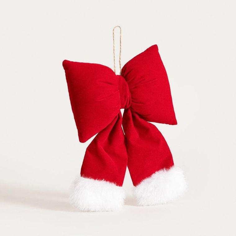 Homla, Bowe, kokarda, czerwona z białym futerkiem, 15-20 cm