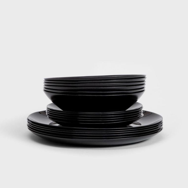 Homla, Capri, zestaw obiadowy, czarny, 18 elementów