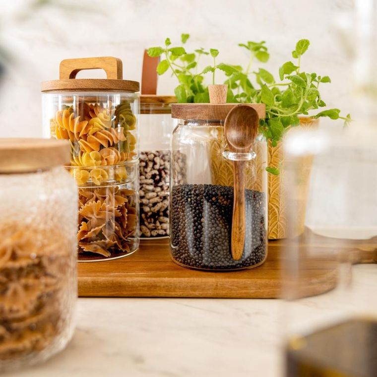 Homla, Carlos, pojemnik, szklany z akacjową łyżeczką, 0,9l