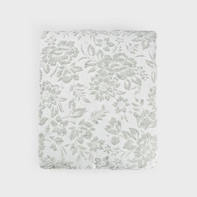 Homla, Claro, narzuta, żakardowa w kwiatowy wzór pistacjowa, 200-220 cm