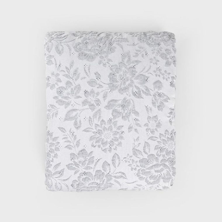 Homla, Claro, narzuta, żakardowa w kwiatowy wzór szara, 200-220 cm