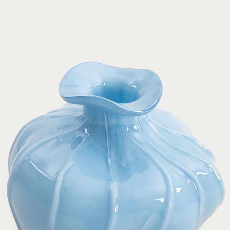 Homla, Coralia, wazon, szklany niebieski, 21-21-24 cm