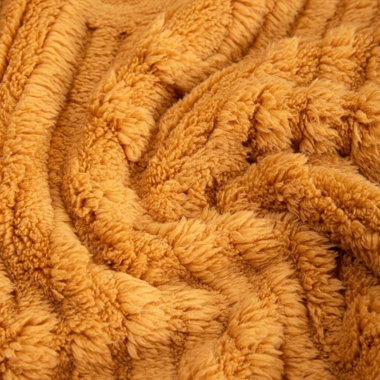 Homla, Darin, koc, miękki musztardowy ze strukturalnym wzorem, 150-200 cm