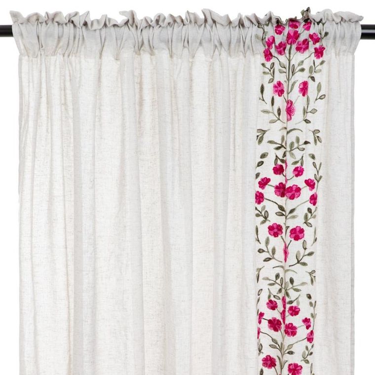 Homla, Darla, zasłona, z haftowanymi kwiatami, 140-250 cm