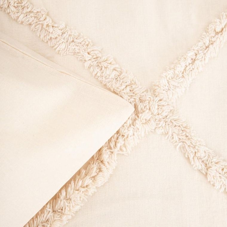Homla, Delia, pościel, z pranej bawełny beżowa z przeszyciami, 160-200 cm