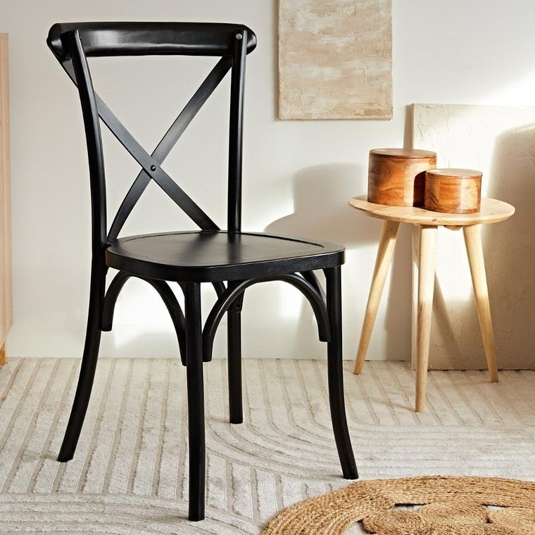 Homla, Drev, Krzesło drewniane czarne, 43,5-44-89,5 cm, 875743