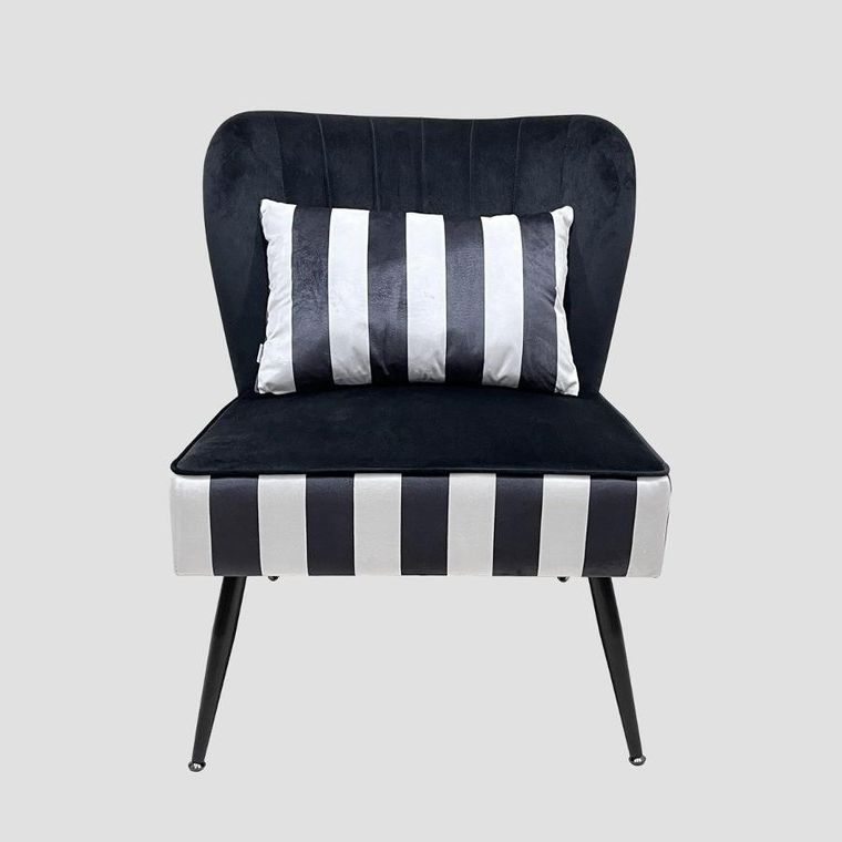 Homla, Eloya, fotel, biało-czarne pasy, 71-75,5-86 cm