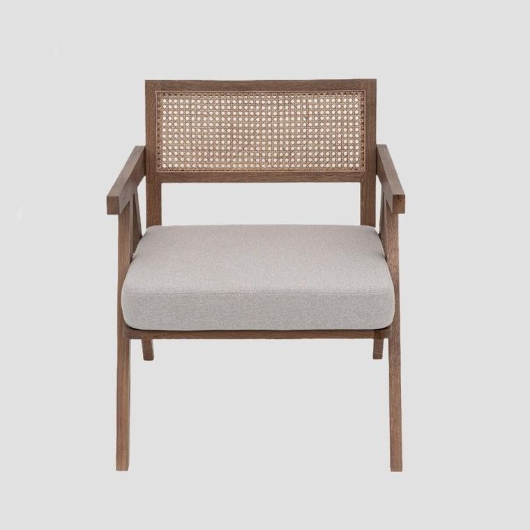 Homla, Fedele, fotel, drewniany dębowy z rattanem, brązowy, 63-75-75 cm